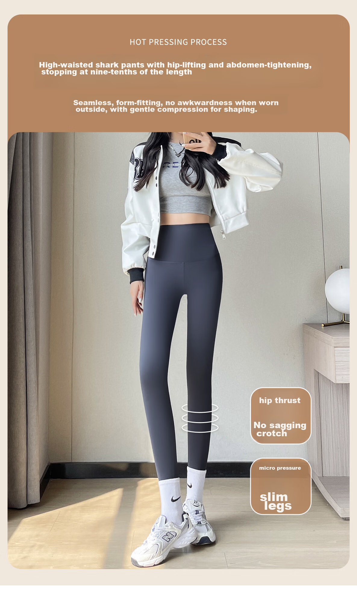 LangSha Women's Spring Thin Leggings Shark Pants Nine-Point Hip-Lifting Tummy Control Fitness Sports Yoga High Elastic Slim Barbie Pants 2