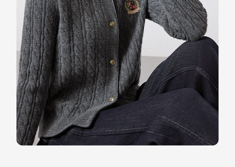 Navigare Italian Small Sailboat Autumn And Winter Women's All-Wool Jacket, Cable Knit Sweater Cardigan 2334094508 M 39