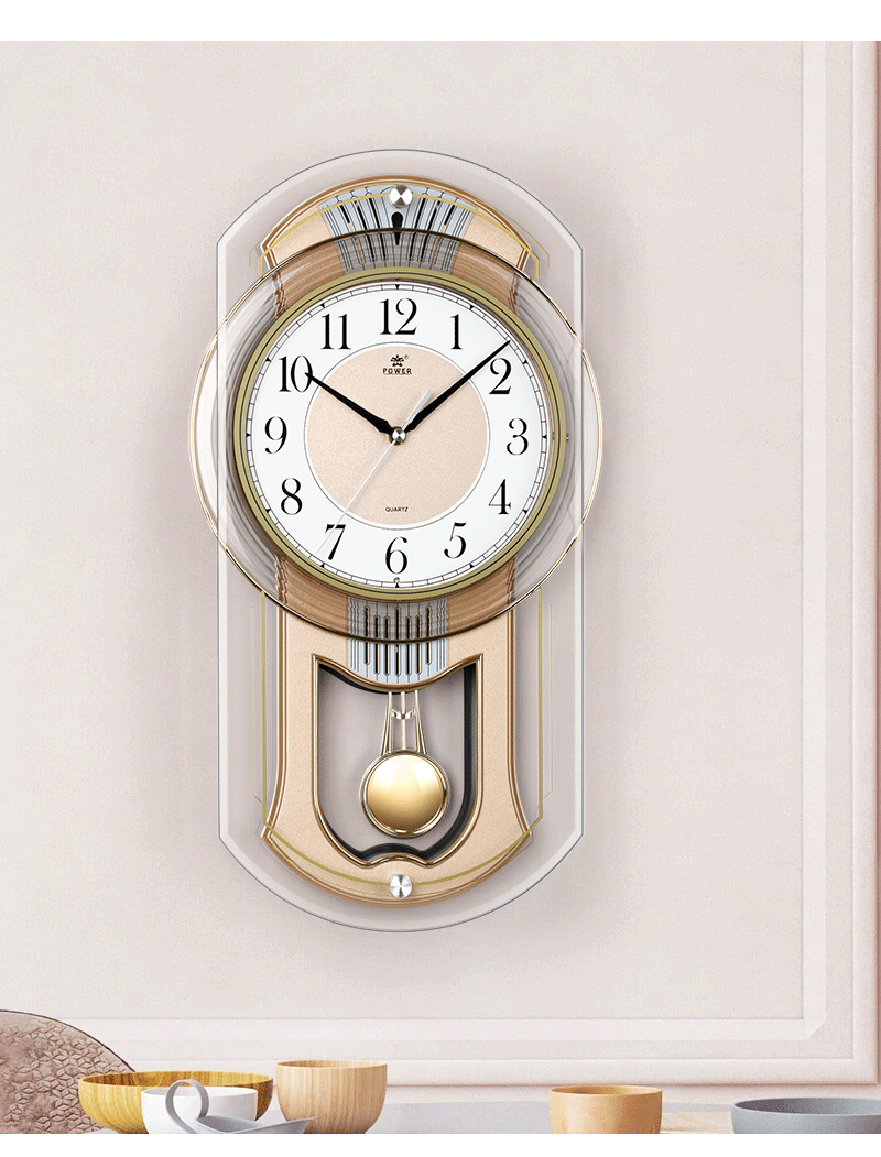 POWER Bawang Living Room Clock Hourly Music Chime Wall Clock Luxury Quartz Clock 43cm 6773ARMKS 4