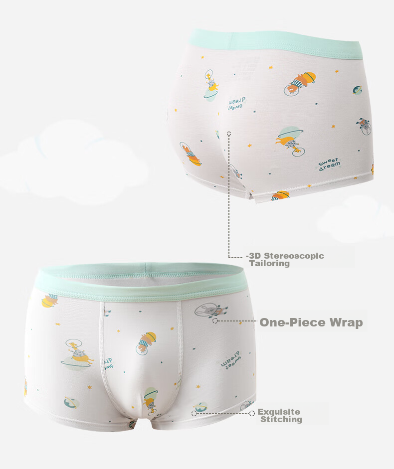 Langsha Boys' Underwear, Cotton Class A Shorts for School-Age Children, Printed Boxer Briefs for Teenage Boys 4