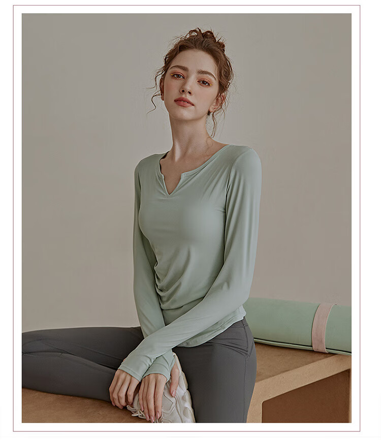 XUEXIMAN Yoga Top for Women with Built-In Bra Pads, Slim-Fit, Slimming, Spring And Autumn Sports Top, Long-Sleeve T-Shirt, Professional Running And Fitness Wear 15