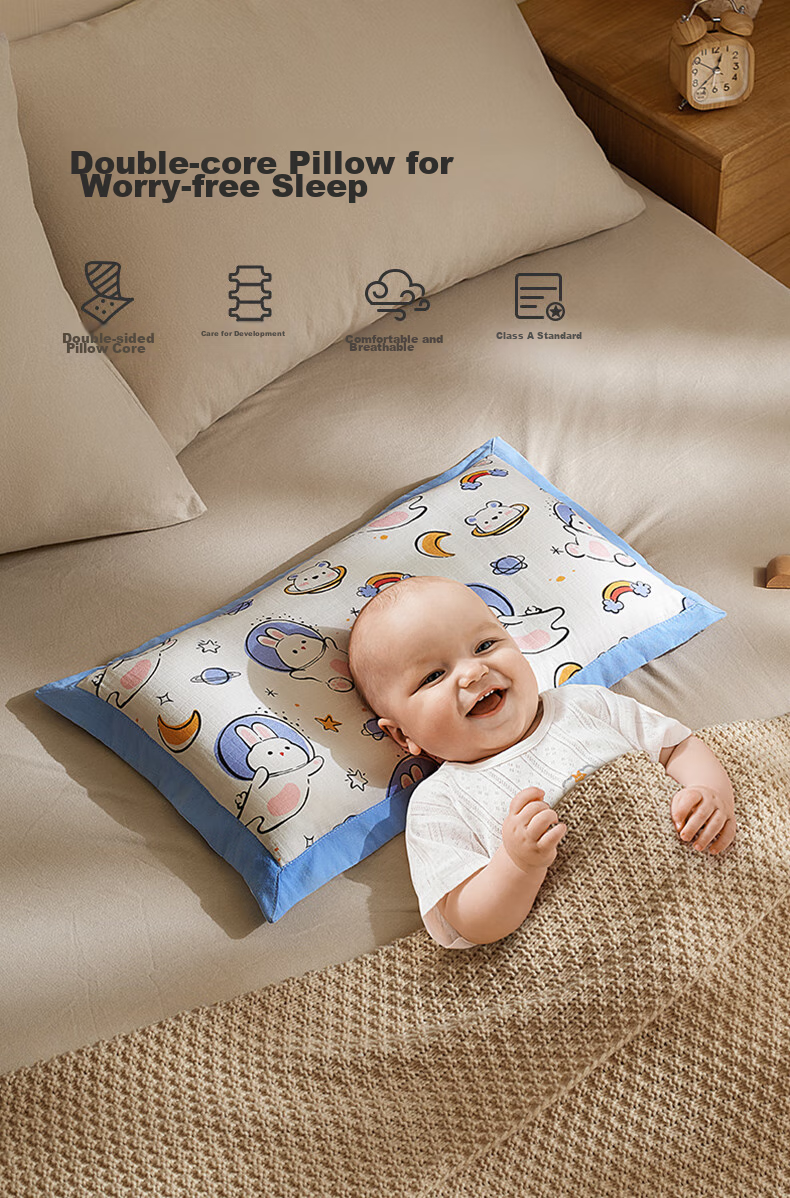 Xinandai Children's Pillow, Cassia Seed Pure Cotton Double-Sided Pillow for All Seasons, Washable Pillow for Babies 1-6 Years Old And Students, Sweet Rabbit Desig 1