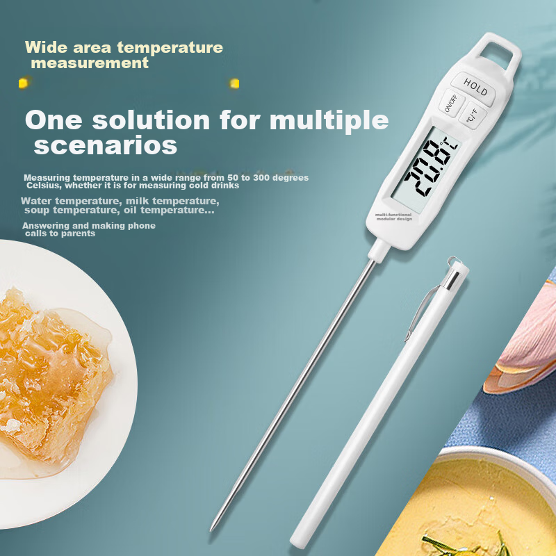 CHIGO Food Thermometer, 304 Stainless Steel, Scald-Proof, Quick Temperature Measurement, ZG-8010 Electronic Thermometer