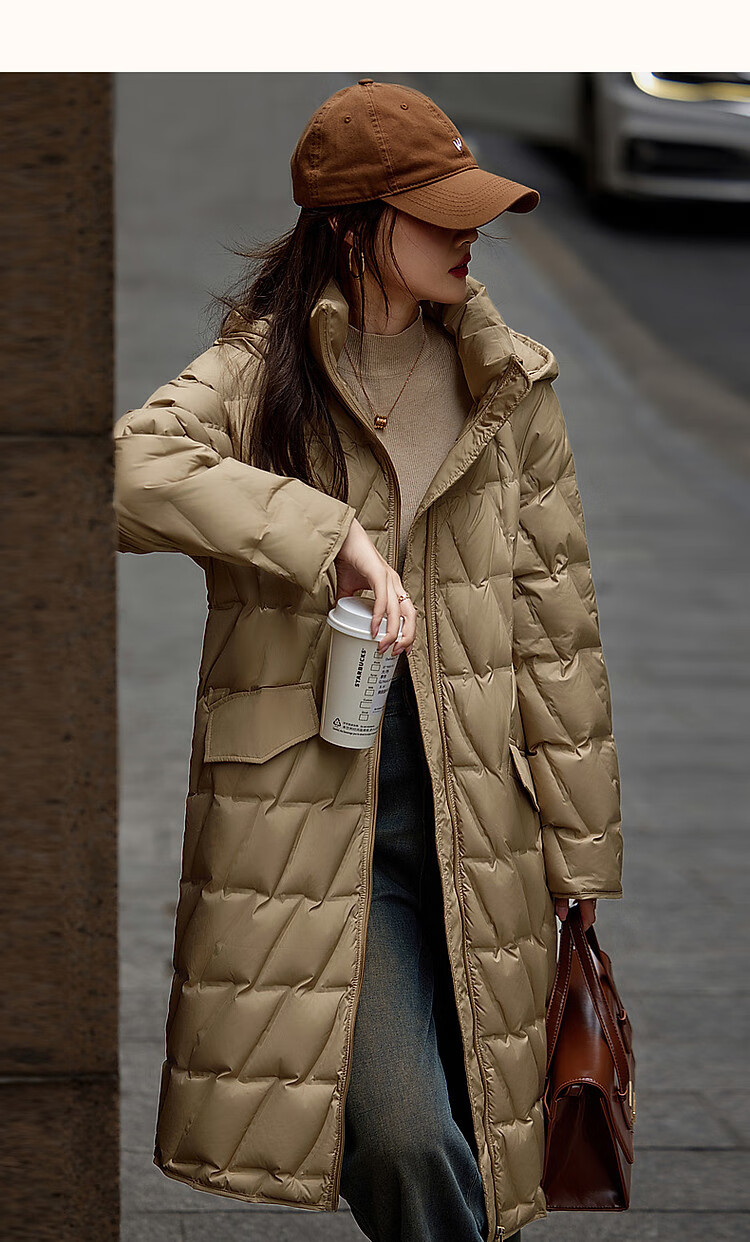 Dme [Yingfengsuixue] Winter 400T Spring Yafang Geometric Pressure-Laminated 90% Duck Down Hooded Warm down Jacket for Wome 14