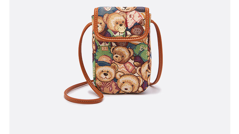 Xiaoxiongyilian Women's Phone Bag, Lightweight Coin Purse, Bear Pattern Shoulder Crossbody Bag, Mini Handbag for Women, Valentine's Day Gift 13