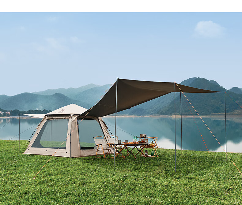 CAMEL Outdoor Black Tarpaulin Tent, Camping Overnight Portable Sun Protection Rainproof Park Picnic Camping Equipment B631 19