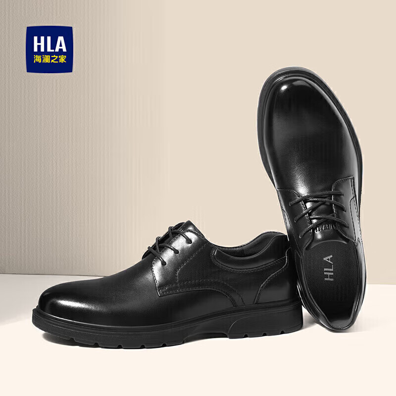 HLA Men's Formal Business Casual Breathable Derby Shoes HAAPXM1EBH071 Black Size 38