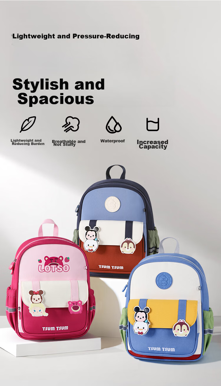 Disney Children's Backpack, Kindergarten Girl First Grade Strawberry Bear, Lightweight Cute Backpack for Boys And Girls, St80264 Blue 4