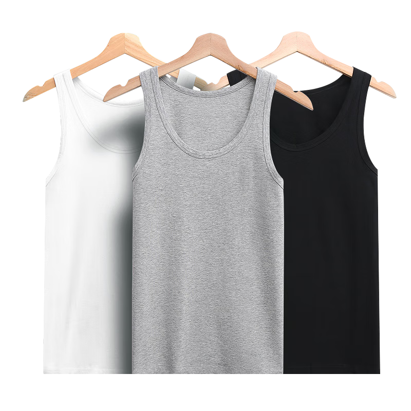 Hengyuanxiang [3-Pack] Men's Tank Top, Autumn Thin Pure Cotton Elastic Slim-Fit Undershirt, Trendy Sports Camisole for Me