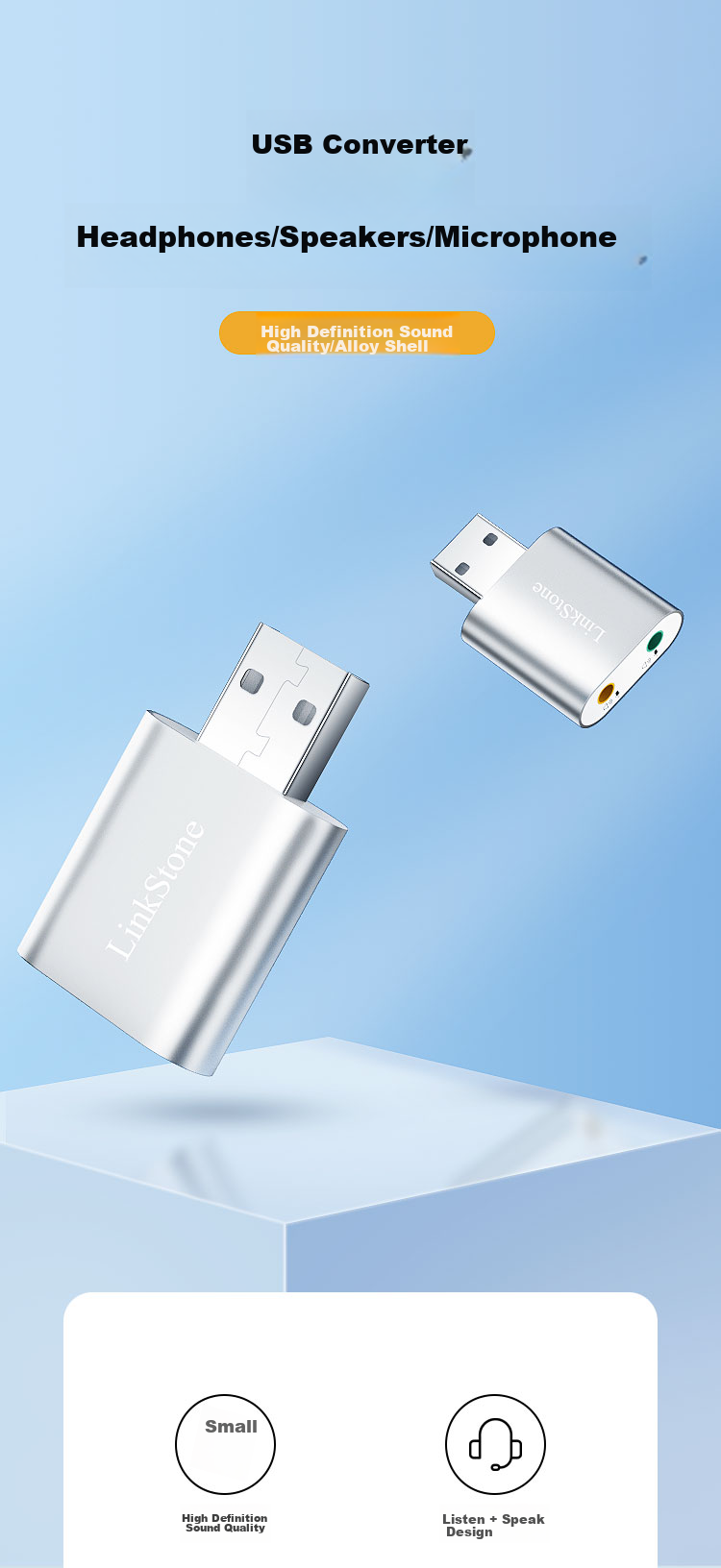 LinkStone USB External Independent Sound Card Plug-And Desktop Computer Laptop Connection 3.5mm Audio Headphones Microphone Speaker Converter Head C314A New 1