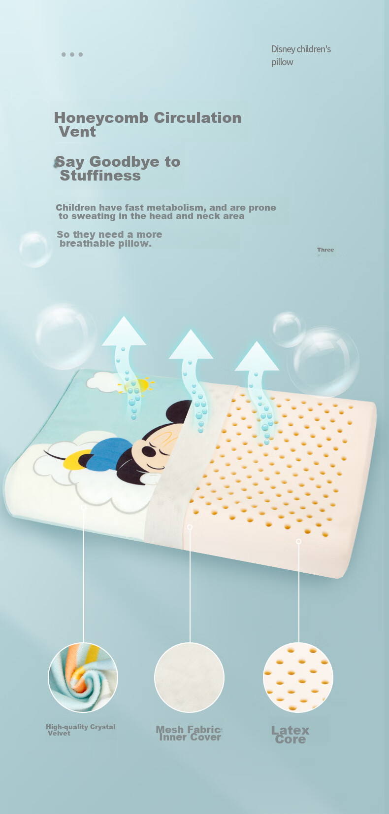 Disney Baby Pillow, Summer Sweat-Absorbing Breathable Ice Silk Cool Pillow for 0 to 6 Months And Above Children, Cloud-Shaped Pillow 9