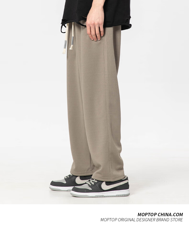 MMOPTOP Trendy Loose Straight-Leg Casual Pants for Men, Spring And Summer Solid Color Athletic Sweatpants 80005 God Gray M 2
