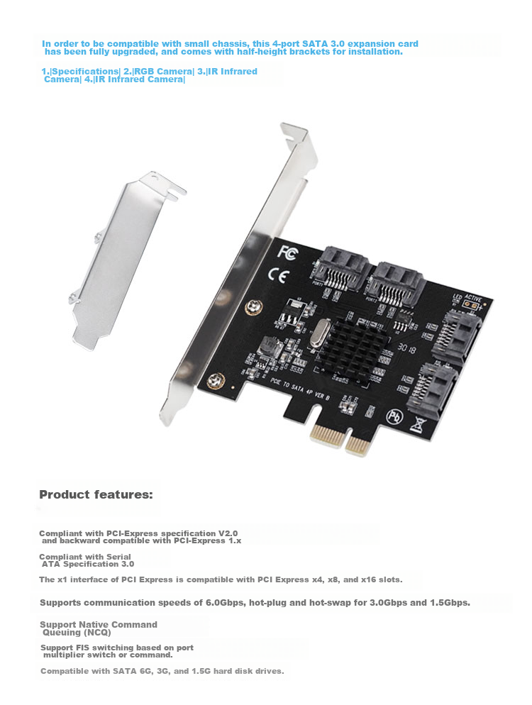 MOGE Desktop PCIE to 4-Port SATA 3.0 Hard Drive Expansion Card NAS Synology Hard Drive Card Windows/Linux Plug-And System Boot MC26921 4