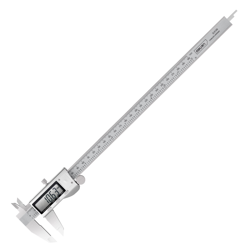 Deli High-Precision Vernier Caliper with Large High-Definition Digital Display, Stainless Steel Precision Ruler, Compliant with National Standards, 300mm