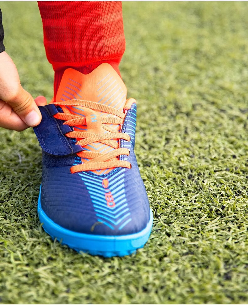 DECATHLON Youth Hard Ground Cleats Soccer Shoes Artificial Turf Training Shoes White And Blue Size 38 4503630 18