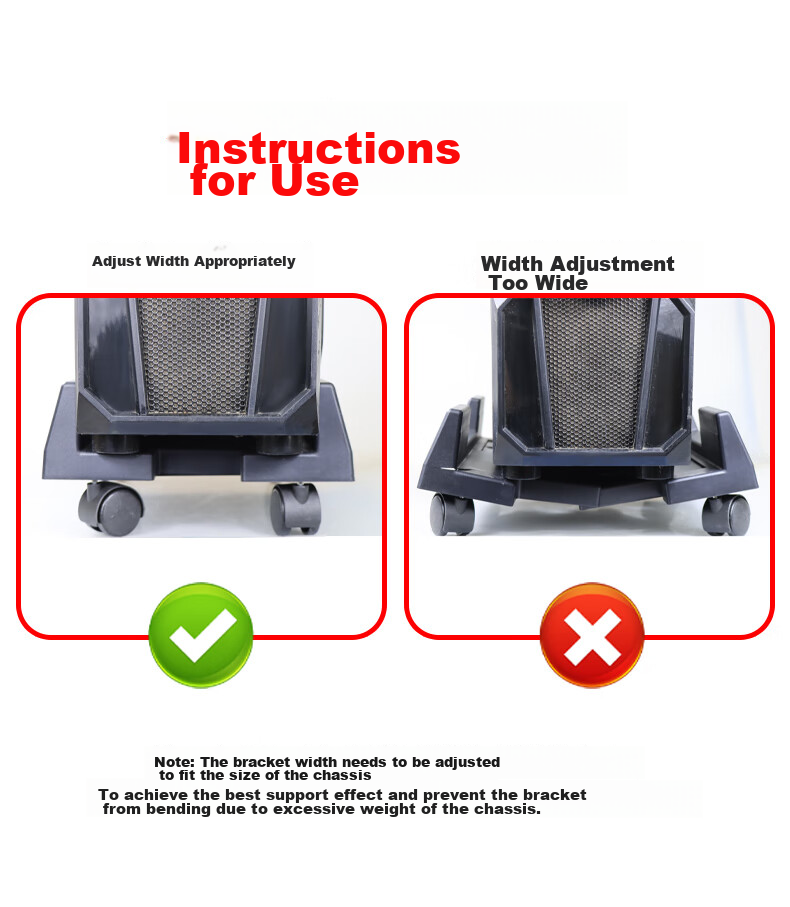 LinkStone Desktop Computer Case Stand, Movable Case Support Base Tray with Universal Casters And Brakes, Adjustable Width, Easy Installation Z123 2