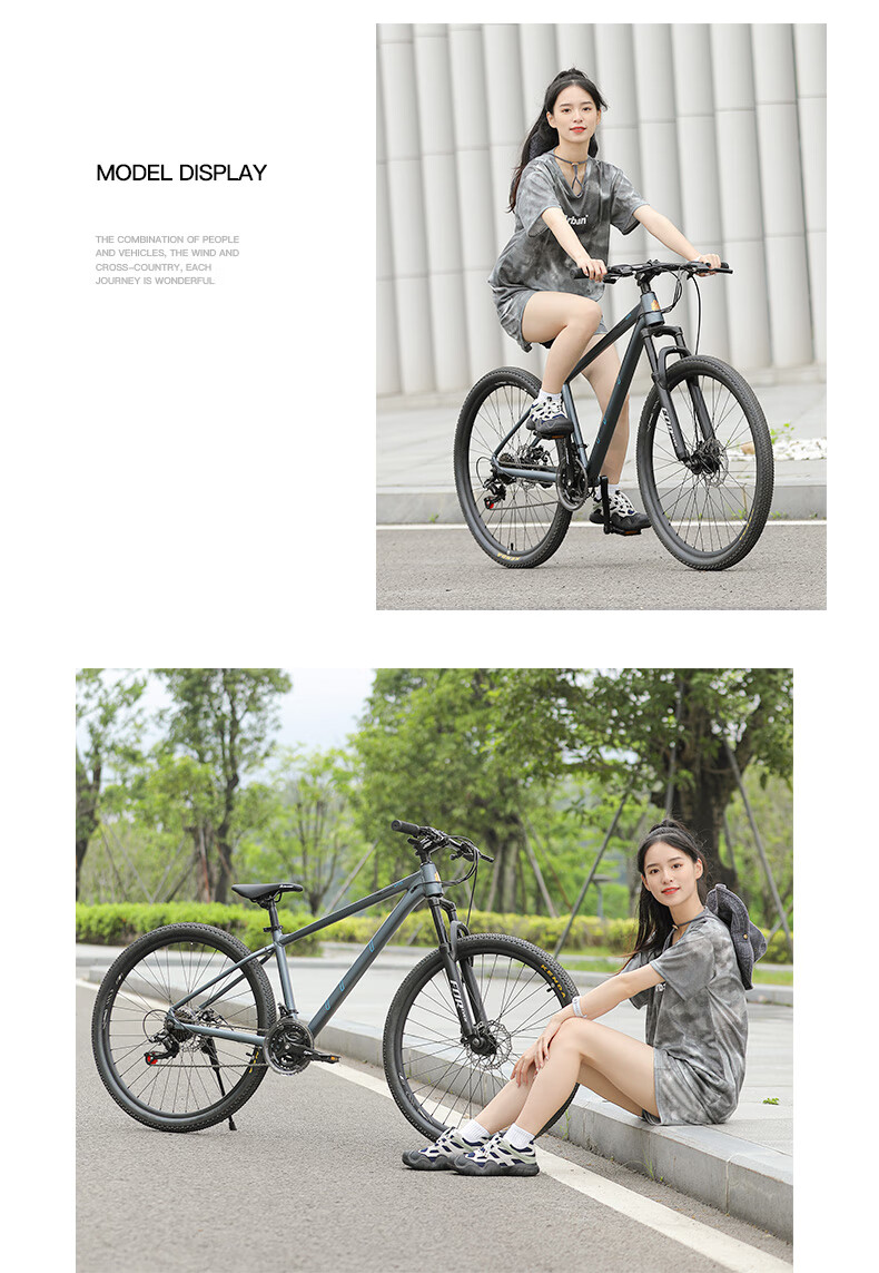 FOREVER Mountain Bike, 26-Inch Shimano, 27-Speed, Aluminum Frame, for Men And Women, Adult And Student Use, City And Off-Road Cycling, Gray Color 22