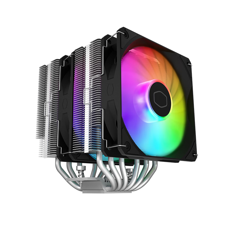 CoolerMaster Blizzard T620S CPU Air Cooler, Compatible with Multiple Platforms/dual Tower/6 Heat Pipes/nickel-Plated Copper Base/ARGB Lighting Effects/TDP 260W