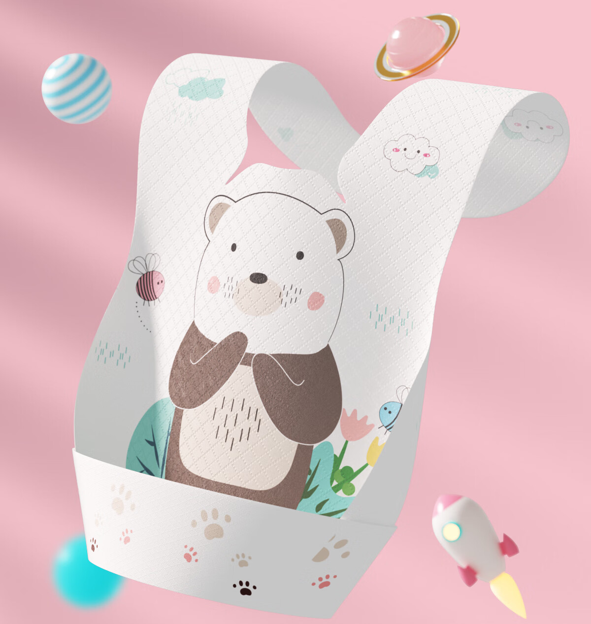 Ankexin Disposable Bibs for Infants And Toddlers [90 Pieces], Individually Wrapped Baby Drool Bibs, Cute Bear Desig 4