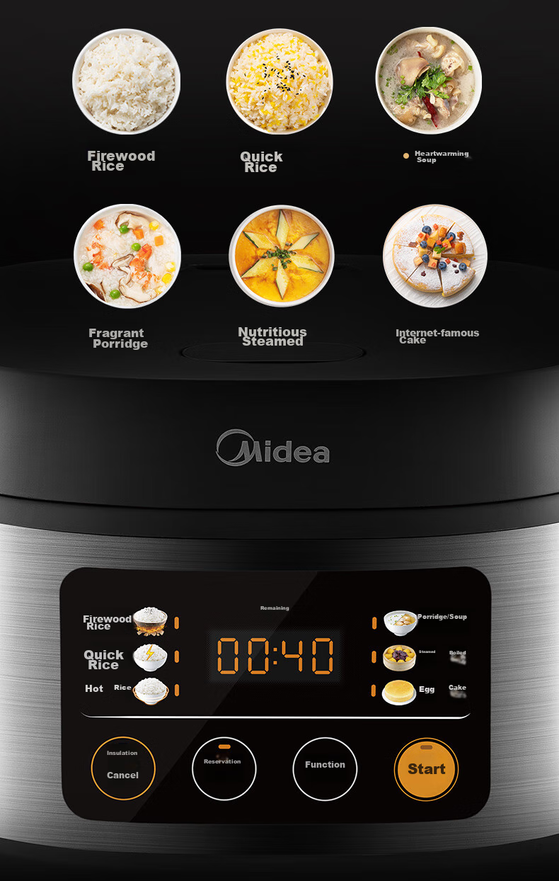 Midea Low-Sugar Rice Cooker, Non-Coated 3L Capacity for 2-3 People, Non-Coated 316L Stainless Steel Inner Pot, One-Touch Firewood Rice, Multi-Functional for Home Use MB-3E91LS 11