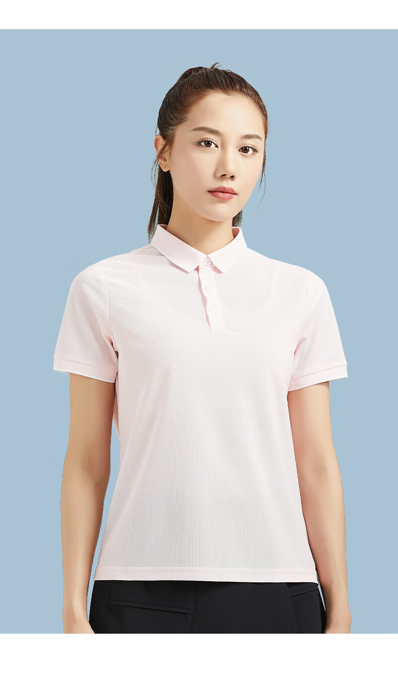 TECTOP Quick-Dry Shirt, Women's Outdoor Solid Color Stand-Collar Short-Sleeve Sports Polo Shirt, Moisture-Wicking Casual T-Shirt DJB623006, Women's Light Pink 2XL 21