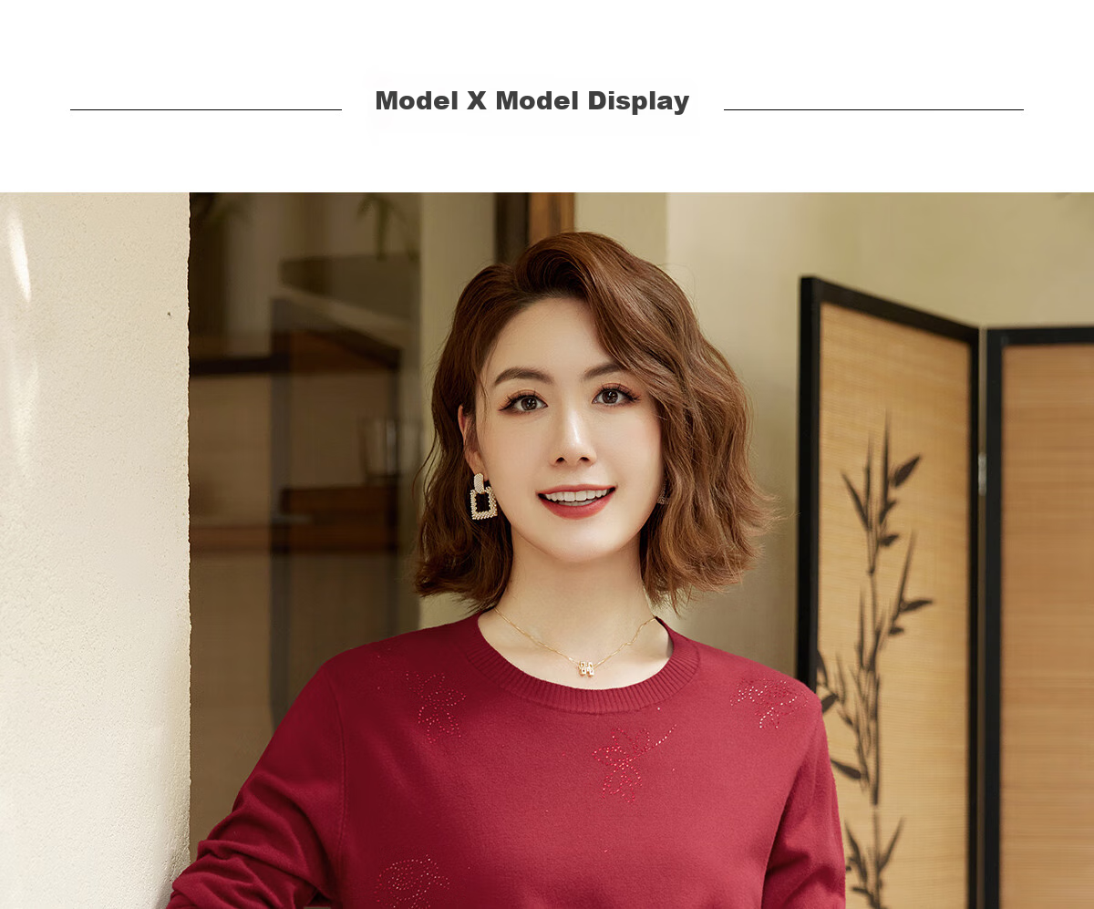 YUZHAOLIN Mid-Autumn Festival Gift for Middle-Aged Mom, Red Knitted Sweater for Middle-Aged And Elderly Women Y243Z3014 13