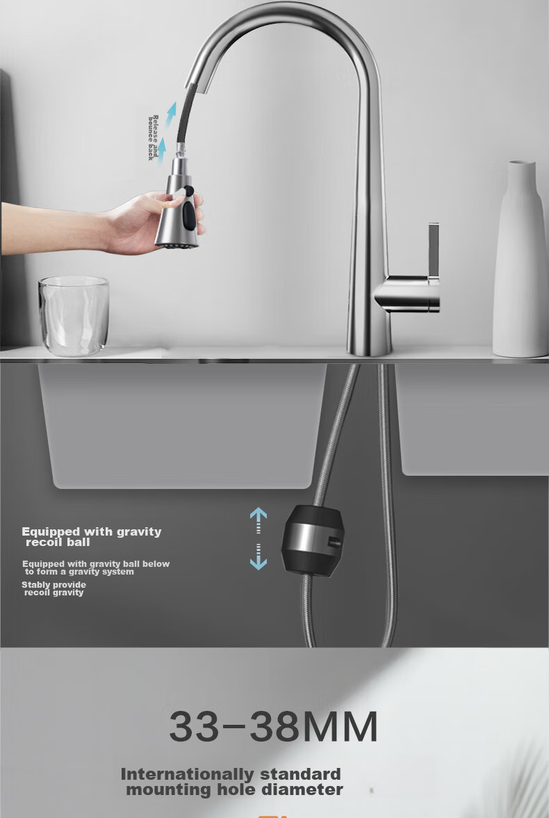 ARROW Pull-Out Kitchen Faucet, 304 Stainless Steel Hot And Cold Rotating Sink Tap for Washing Vegetables And Dishes, AE45131SS 12