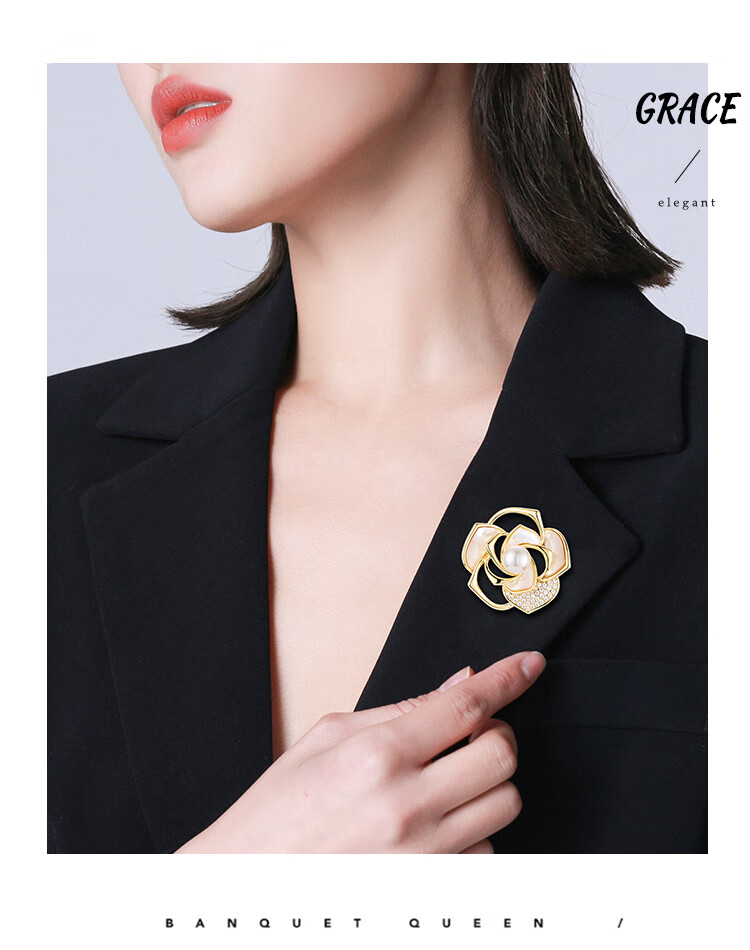 Qlady Rose Flower Coat Brooch, High-End Women's Light Luxury Suit Pin Accessory, Birthday Mother's Day Gift for Mom 8