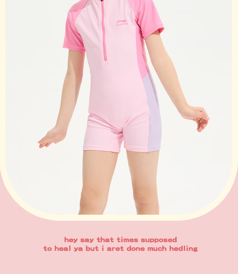 Li-Ning Children's Swimsuit, One-Piece Surfing Suit for Girls, Comfortable And Breathable, Suitable for Beach And Hot Springs, Swimwear 808, Light Pink, Size 160 15