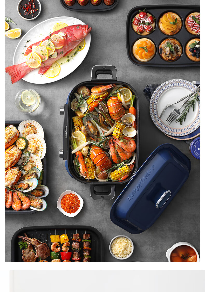 Morphyrichards Upgraded Second-Generation Multifunctional Cooking Pot, Detachable Electric Wok with Timer And Touch Screen, Electric Hot Pot MR9099 Green, One's Member 6