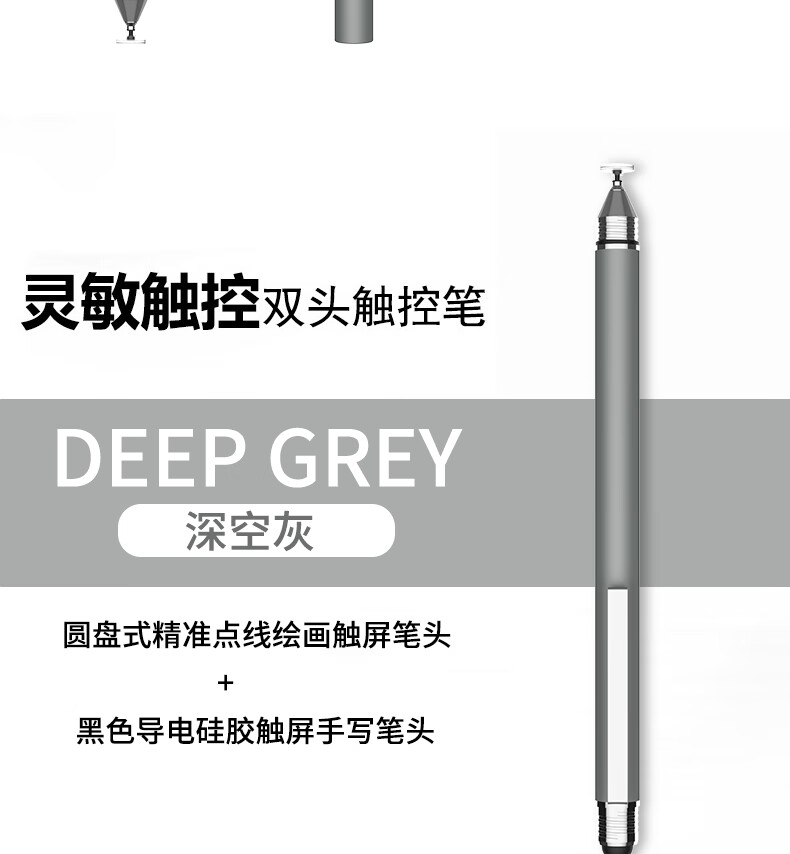 ESCASE iPad Capacitive Stylus Pen Mobile Touch Pen Fiber Touchscreen Tablet Drawing External Pen Clip Apple Huawei Android Microsoft Stylus TP-i14ProMax Deep Space Gray 2