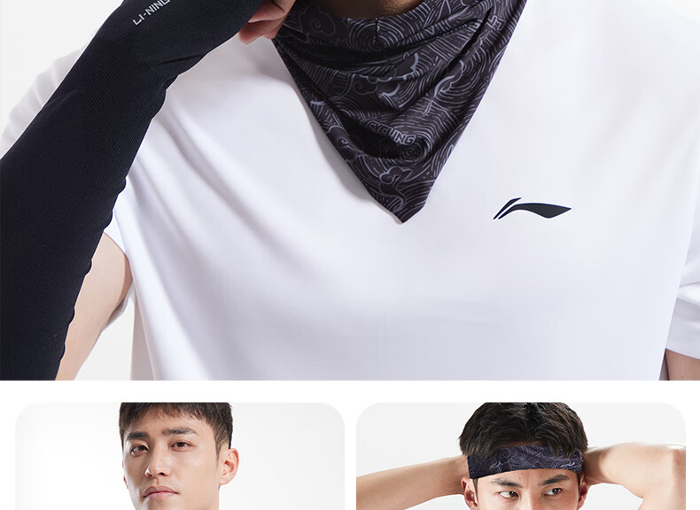 Li-Ning Cycling Sun Protection Face Mask Neck Gaiter for Men, Magic Headband Face Cover Ice Silk Neck Warmer Thin Outdoor Mosquito Repellent 21