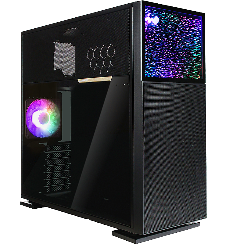 IN WIN N515 Black Computer Case, Compatible with E-ATX Motherboard/360mm Water Cooling, Starlight Panel/Iron Mesh + Tempered Glass Side Panel, Includes USB 3.2 Gen 2x2 Type-C