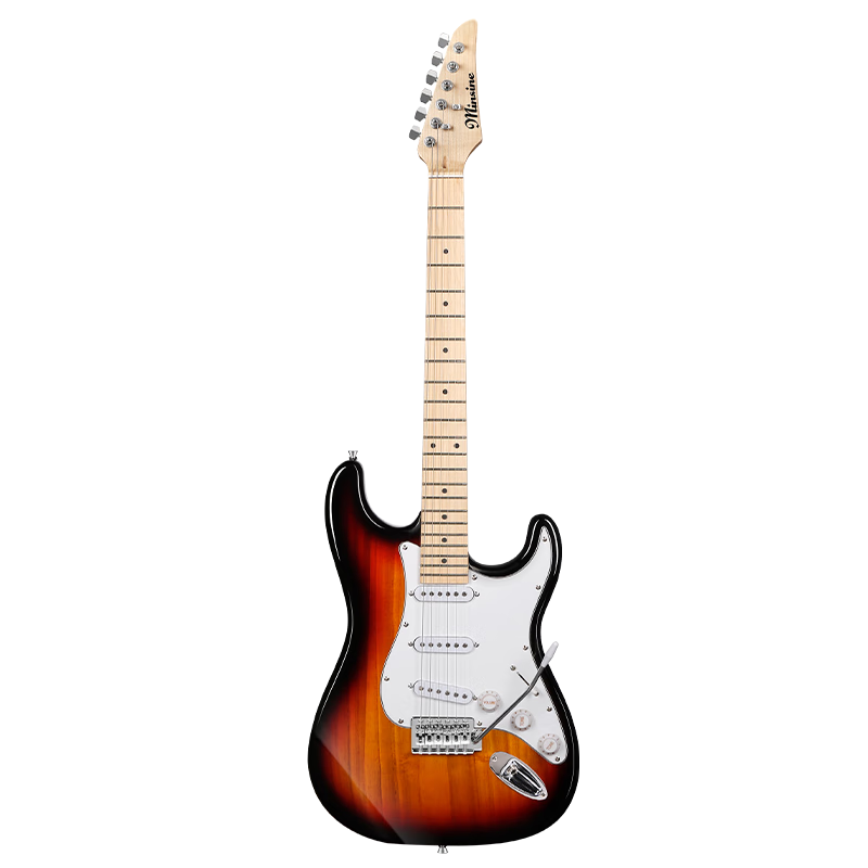 Minsine Electric Guitar for Beginners, Suitable for Male And Female Students, Primary School Children, Adults, Universal Single-Tremolo ST Sunset Entry-Level Guitar Instrument