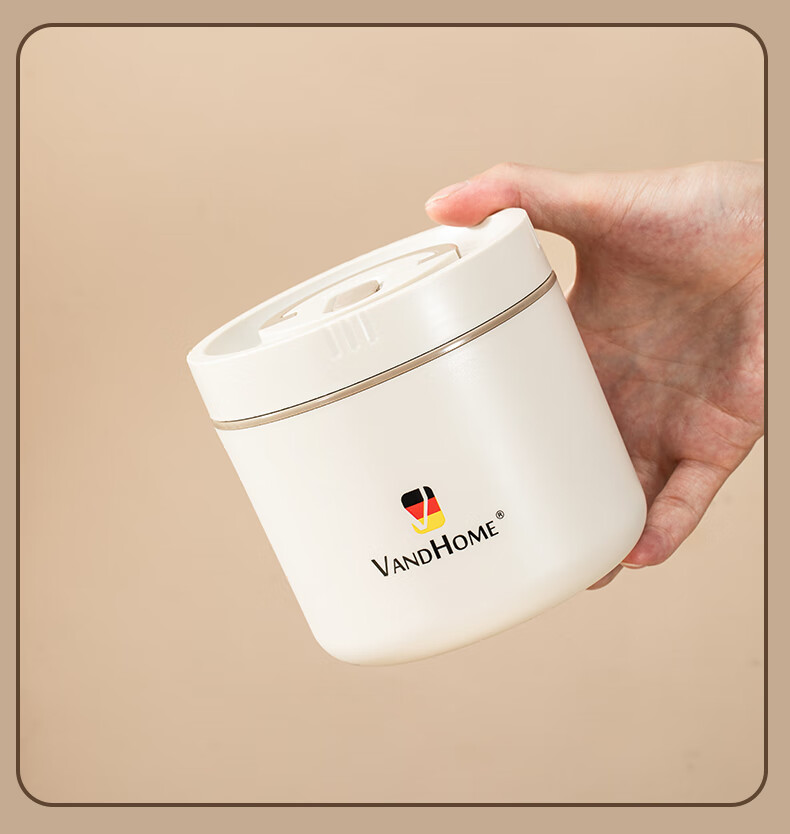 WORTHBUY 304 Stainless Steel Insulated Lunch Box, Microwave Safe, Soup Container, Portable Takeout Box, Rice Container, Beige, 800ML 12