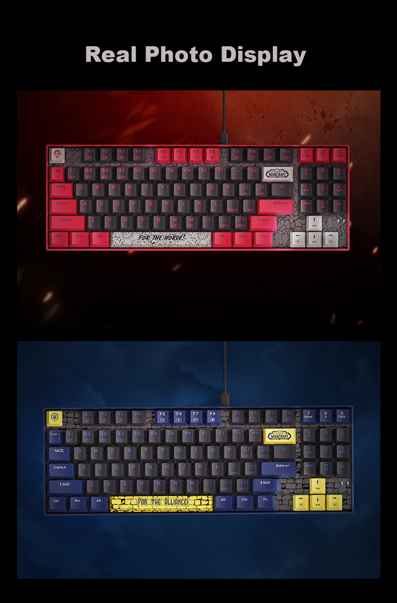 BLIZZARD YGM1 World of Warcraft Official Authentic Game E-Sports Wired Mechanical Keyboard Full Key Anti-Ghosting Hot-Swappable Backlit Custom Switch Mechanical Keyboard - Alliance Blue 11