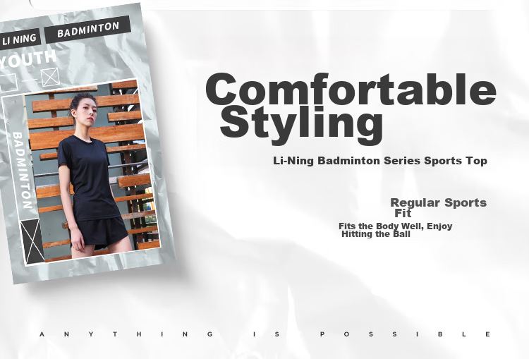 Li-Ning Badminton Short-Sleeve Shirt, Quick-Dry, Elastic, Spring And Summer Wear, Simple Casual Style, Black ATSP416, Size M 3