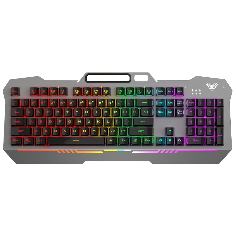 AULA F3010 Mechanical Feel Keyboard Gaming Keyboard Wired 104-Key Backlit Desktop Laptop Internet Cafe Peripheral PUBG Mixed Lighting Gray