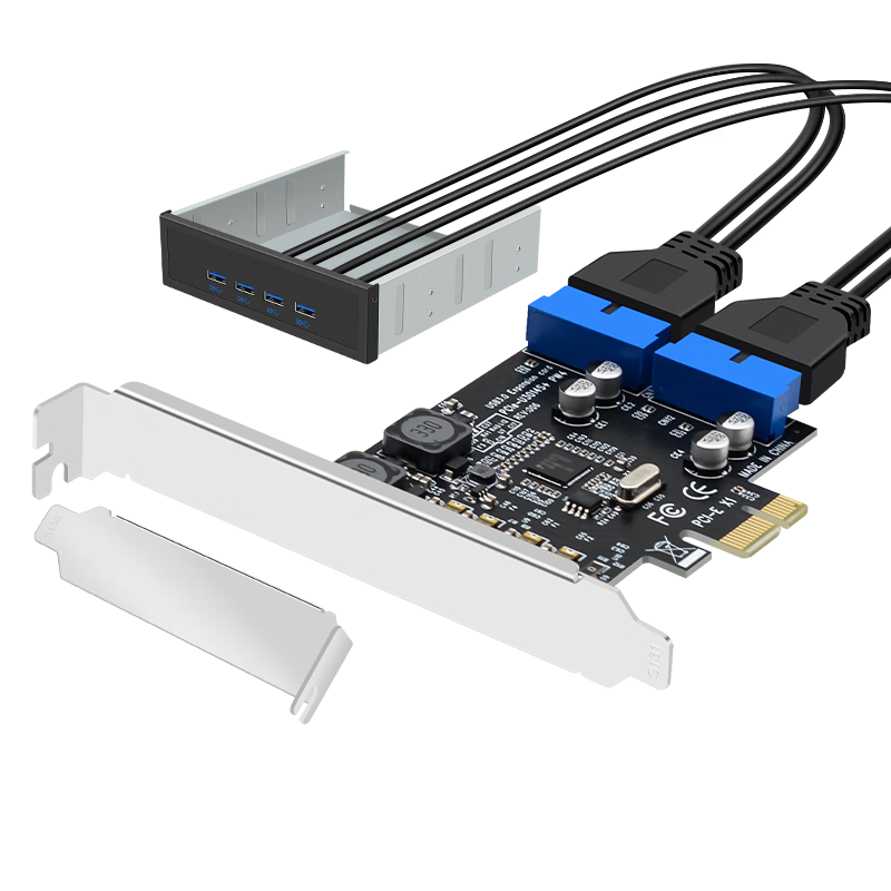 EB-LINK PCIE to 4-Port USB3.0 Expansion Card, Desktop Computer with Pre-Installed Optical Drive Panel, 19-Pin Interface, Renesas (NEC) Chip, USB Adapter Card, Independent Power-Free