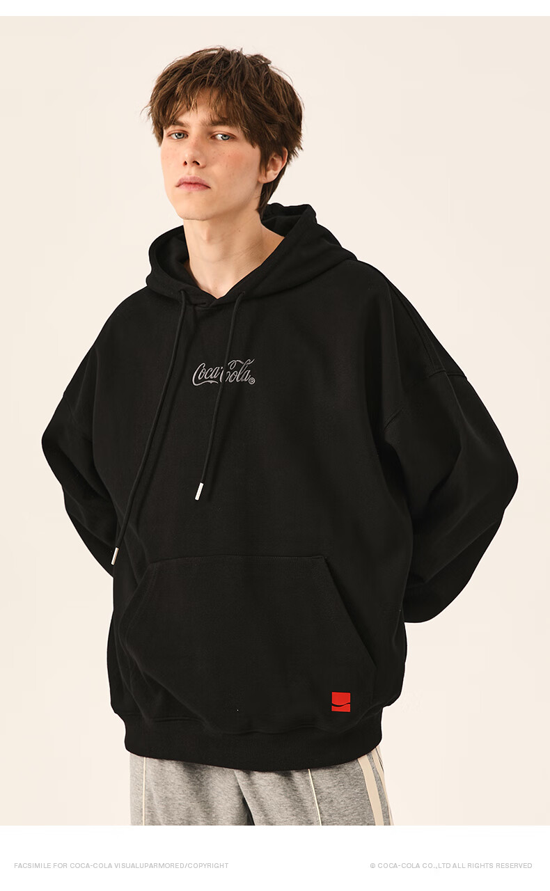 Coca-Cola Hoodie for Men, Spring And Autumn Casual Hooded Jacket, Couple's Outerwear, Black, S (90-110 Jin) 3