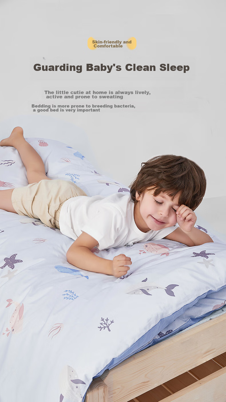 MERCURY Kids Shuixing Jiafang Kindergarten All-Cotton Antibacterial Four-Season Duvet Cover (Cream Pink/Pink Peach), 120cm × 150cm, Class A 2