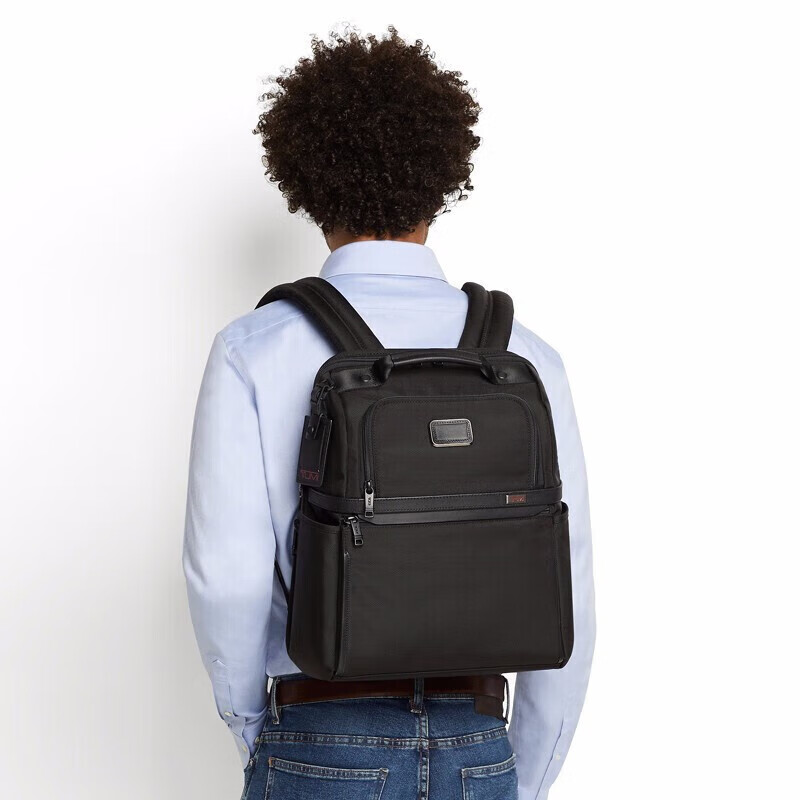 TUMI ALPHA Series Business Travel Casual Fashion Nylon Backpack, Black, Father's Day Gift