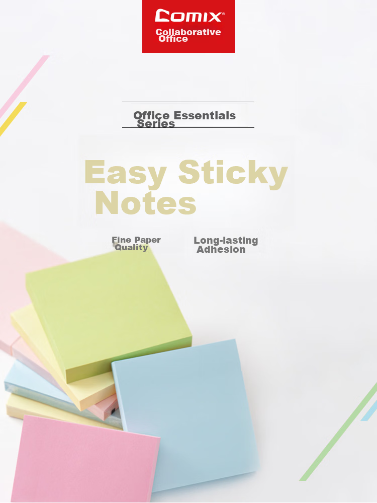 COMIX Sticky Notes/Notepad/Pad/Note Pads (76x76mm), 12 Books/1200 Sheets, D6002, Random Color 1