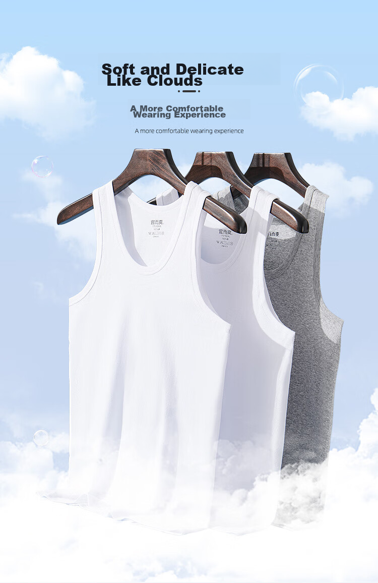Yiershuang [3-Pack] Men's Cotton Vest Sports Fitness Sweat-Absorbing Breathable 100% Cotton Tank Top Plus Size Undershirt 2