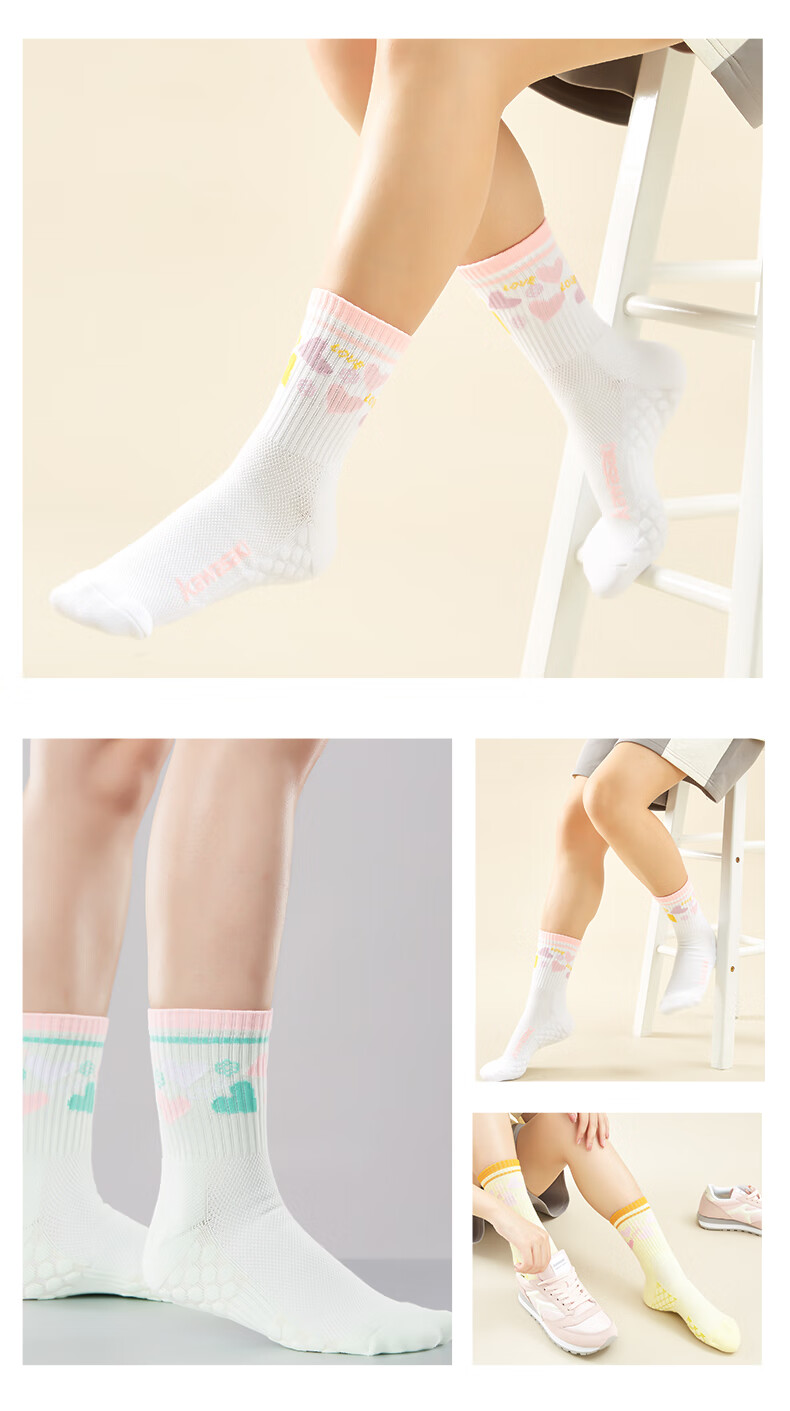 KAWASAKI Women's Breathable Running Badminton Sports Socks A6205 (3 Pairs) White Blue Green One Size 9