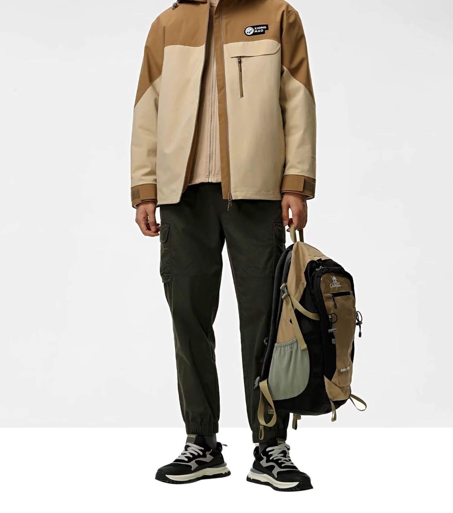 CAMEL [Yang Ying's Style] Panda Windbreaker Jacket for Men And Women, Autumn And Winter Three-In Warm Mountaineering Coat A13CA31147 24