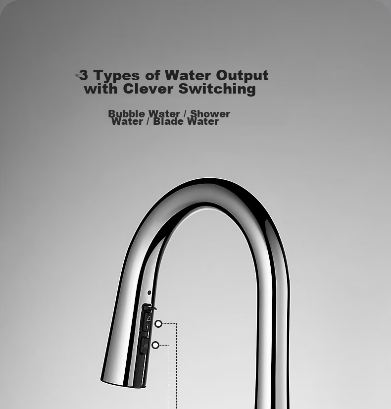 HEGII Kitchen Faucet, Seamless Pull-Out Multifunctional Sink Rotating Hot And Cold Water Tap HMF928-412 12