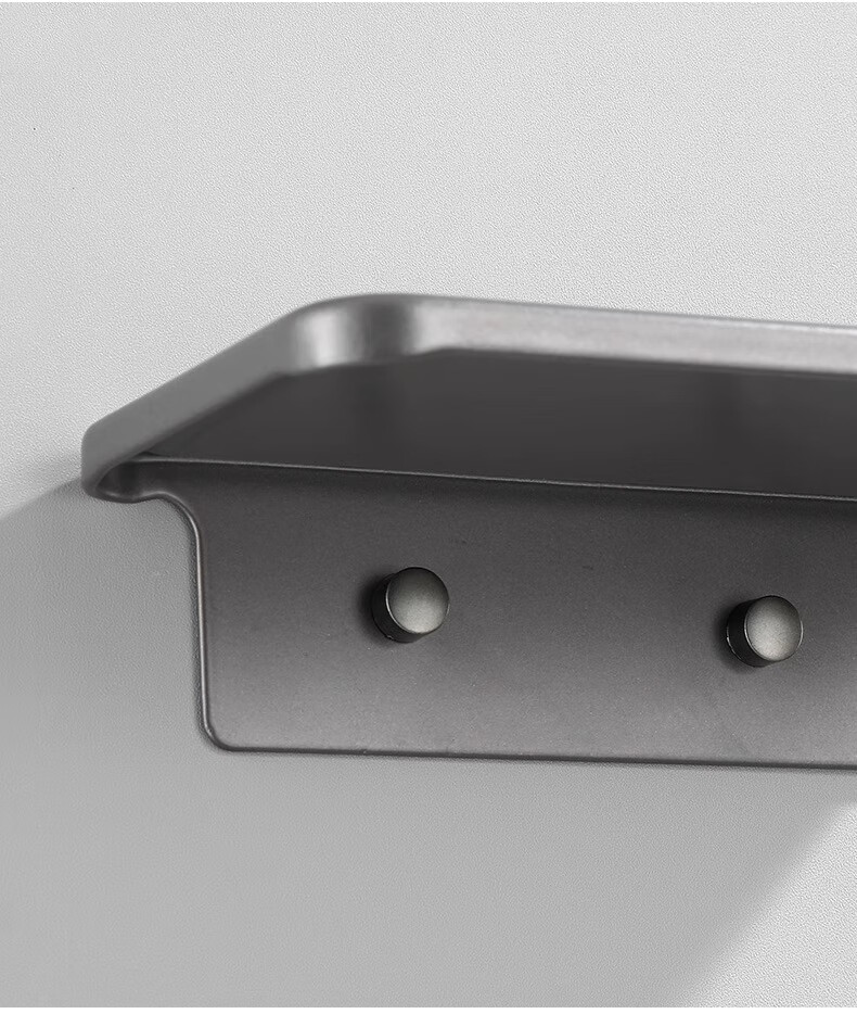 Huxiansen Gun Gray Bathroom Phone Holder, No Drilling Required, Toilet And Bathroom Space Aluminum Storage Rack, Hotel Restroom Storage Tray 4