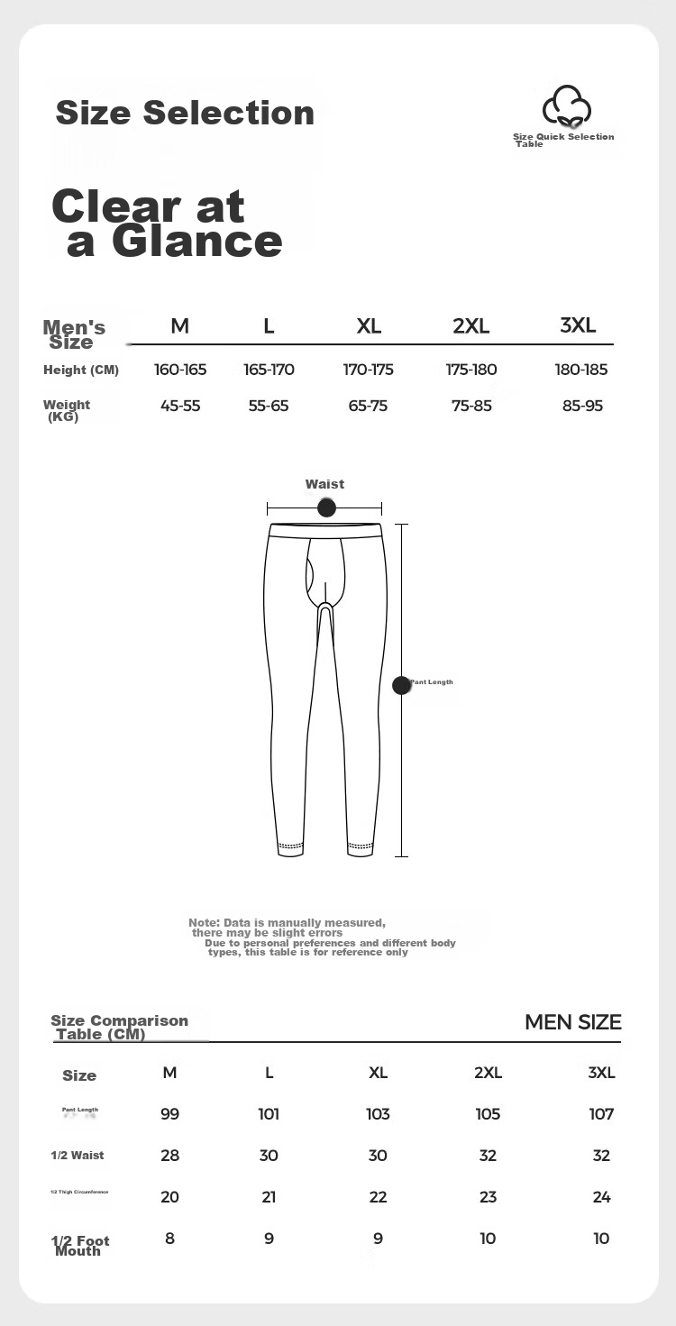 HLA Men's Autumn Long Johns, Pure Cotton 100%, 210g 10A Antibacterial And Anti-Mite Cotton Thermal Underwear, Warm Pants, Single Pants 11