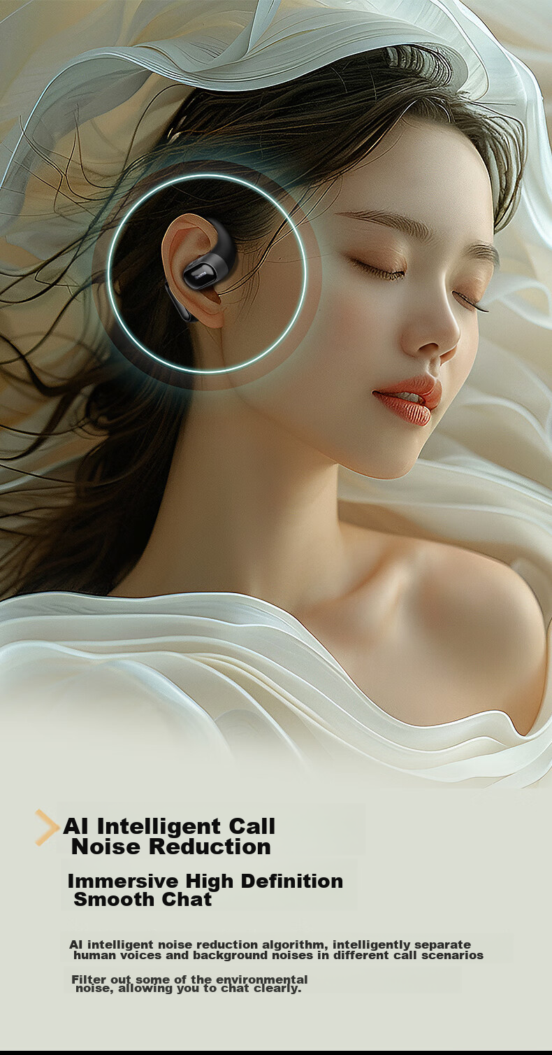 Newmine Q10 Bone Conduction Bluetooth Headphones, Wireless Ear-Hook Style, Open-Ear Design, Sports Running Noise-Cancelling, Long Battery Life, Compatible with Xiaomi And Apple 5